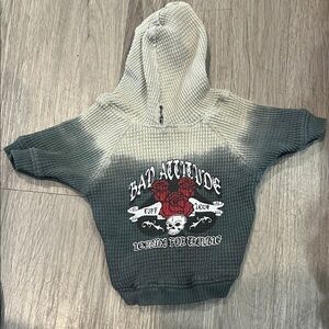 Bad Attitude Hooded  doggy Top in Grey and Cream